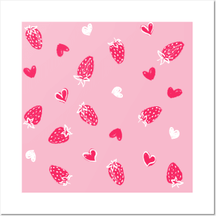 Light Pink Strawberry Love Posters and Art